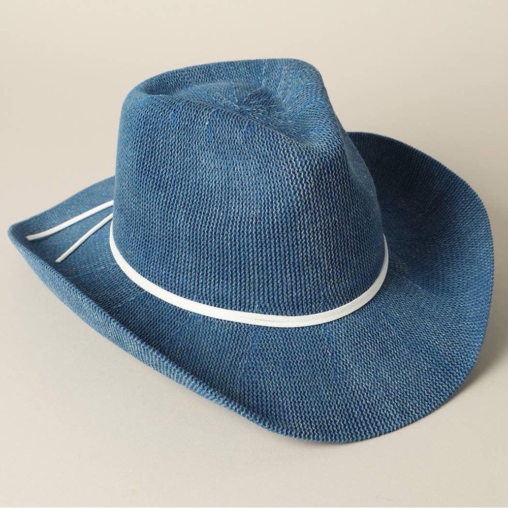 Classic Blue Men's Hat with White Trim